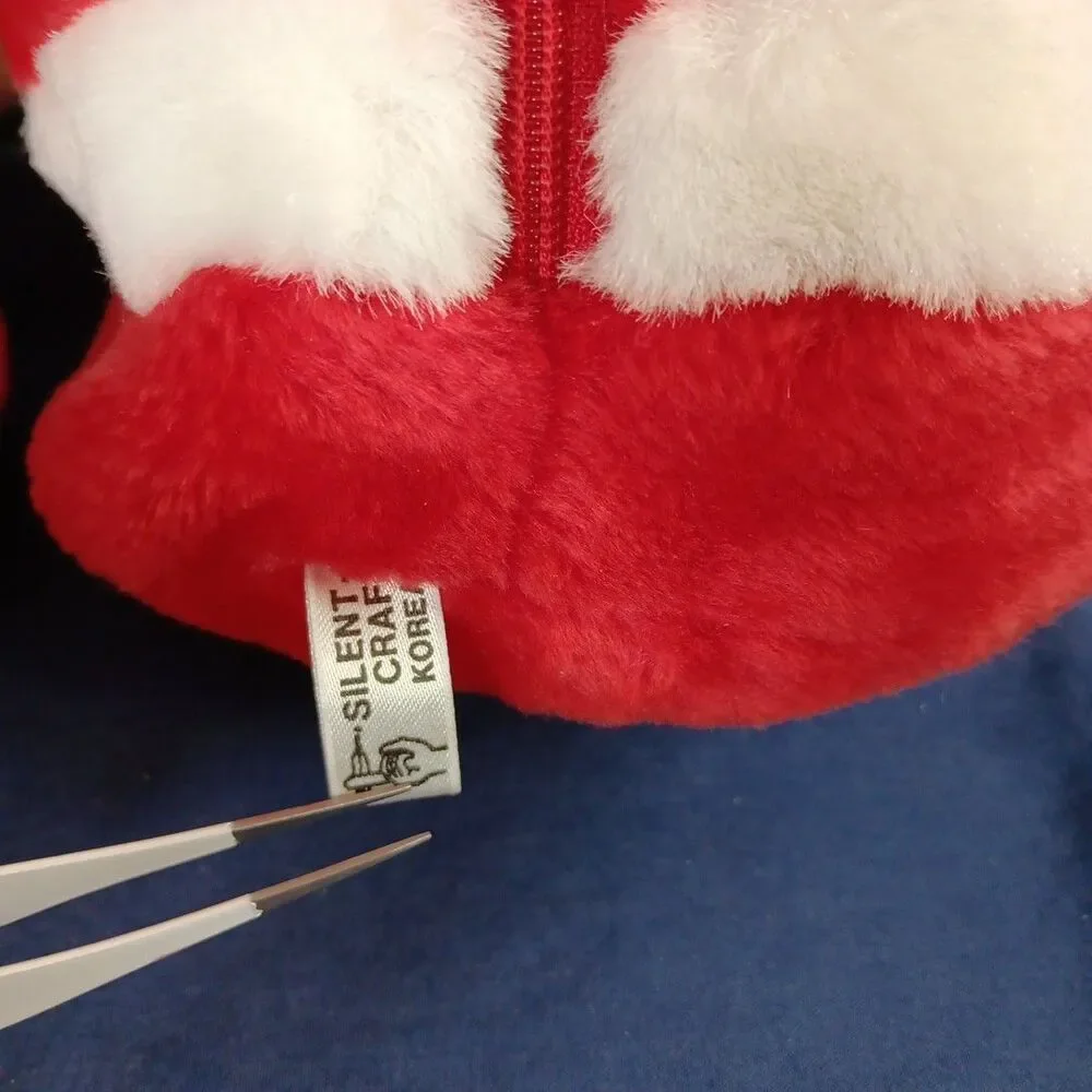 Vintage Santa Plush Pouch Christmas Decor Silent Craft Zipper Closer Satin Soft